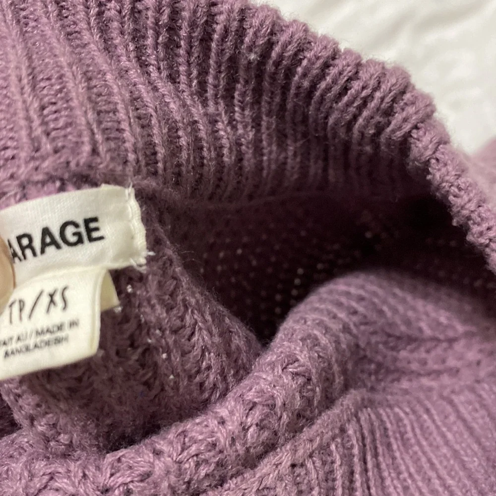 Purple Knit Sweater with Mock Neck - Picture 2 of 2